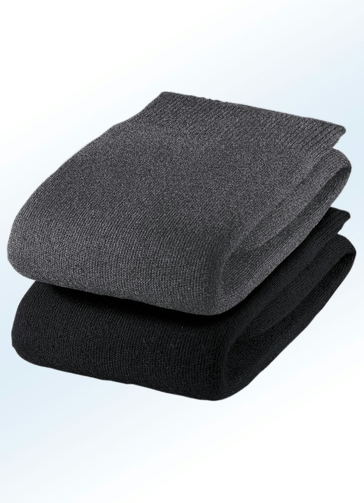Strümpfe - Sechserpack Socken mit druckfreiem Softrand, uni und meliert Ansicht 2 Strümpfe - Sechserpack Socken mit druckfreiem Softrand, uni und meliert, in Größe Gr: 1 (Schuhgröße 39-42) bis Gr: 2 (Schuhgröße 43-46), in Farbe 2X MARINE, 2X ANTHRAZIT MELIERT, 2X SCHWARZ Ansicht 2