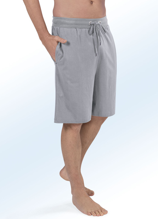 - Zweierpack Schlaf- und Freizeithosen, knielang, in Größe 046 bis 062, in Farbe 1X SCHWARZ, 1X HELLGRAU MELIERT Ansicht 2