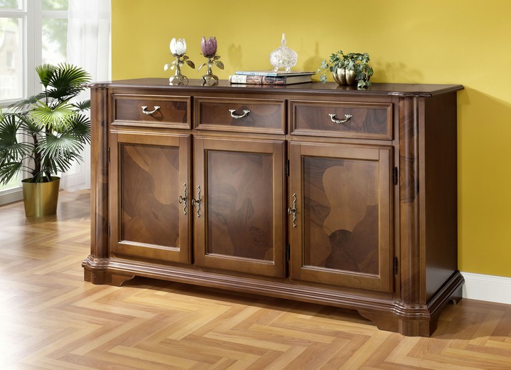 Möbel - Esszimmer-Möbel mit Wurzelholzfurnier, in Farbe NUSSBAUM, in Ausführung Eck-Vitrine Ansicht 2