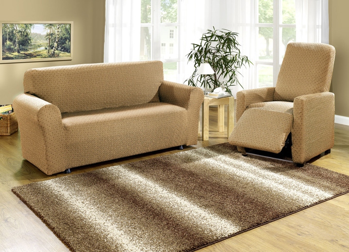 Sessel- & Sofaüberwürfe - Stretchbezüge mit schöner Strukturierung Ansicht 10 Sessel- & Sofaüberwürfe - Stretchbezüge mit schöner Strukturierung, in Größe 101 (Sesselbezug) bis 115 (Stuhlbezüge, 4er-Set), in Farbe GRÜN Ansicht 10