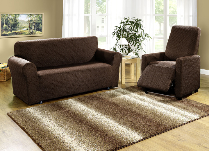 Sessel- & Sofaüberwürfe - Stretchbezüge mit schöner Strukturierung, in Größe 101 (Sesselbezug) bis 115 (Stuhlbezüge, 4er-Set), in Farbe ZIEGELROT Ansicht 20