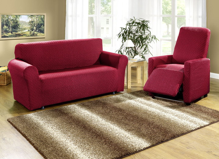 Sessel- & Sofaüberwürfe - Stretchbezüge mit schöner Strukturierung Ansicht 14 Sessel- & Sofaüberwürfe - Stretchbezüge mit schöner Strukturierung, in Größe 101 (Sesselbezug) bis 115 (Stuhlbezüge, 4er-Set), in Farbe GRÜN Ansicht 14