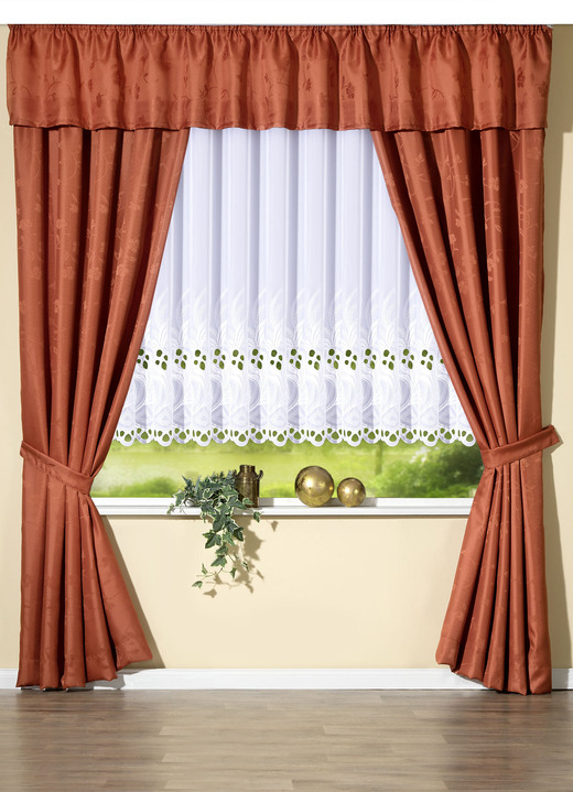 Klassisch - Stickerei-Store in gerader Form mit Plauener Stickerei Ansicht 2 Klassisch - Stickerei-Store in gerader Form mit Plauener Stickerei, in Größe 065 (H125xB300 cm) bis 161 (H175xB600 cm), in Farbe WEISS Ansicht 2