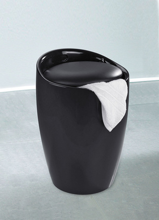 Badezimmeraccessoires - Sitzhocker mit Stauraum – Farbe SCHWARZ Badezimmeraccessoires - Sitzhocker mit Stauraum, in Farbe PETROLBLAU