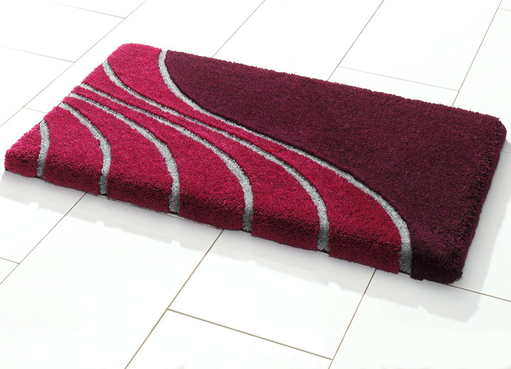 SALE - Badgarnitur mit Hoch-Tief-Effekt, in Größe 100 (Vorleger halbrund, 50/ 80 cm) bis 112 (WC-Deckelbezug), in Farbe BORDEAUX Ansicht 1