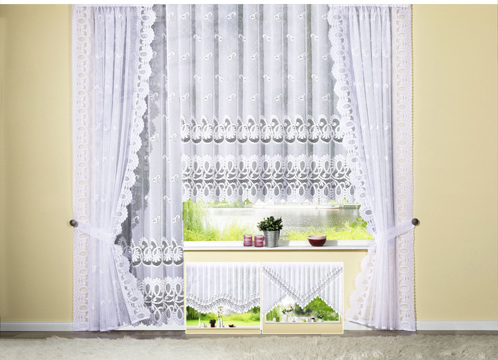 Klassisch - Blumenfenster-Store mit Automatikfaltenband Ansicht 2 Klassisch - Blumenfenster-Store mit Automatikfaltenband, in Größe 140 (H120xB300 cm) bis 181 (H175xB600 cm), in Farbe WEISS Ansicht 2