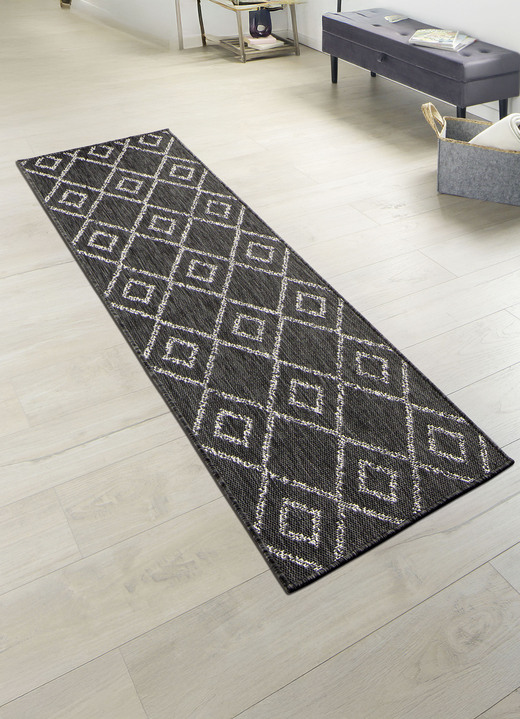 Teppiche - Außenbereich geeignete Läufer im Sisal-Look , in Größe 101 (Läufer, 67 cm breit) bis 104 (Läufer, 80 cm breit), in Farbe ANTHRAZIT-WEISS