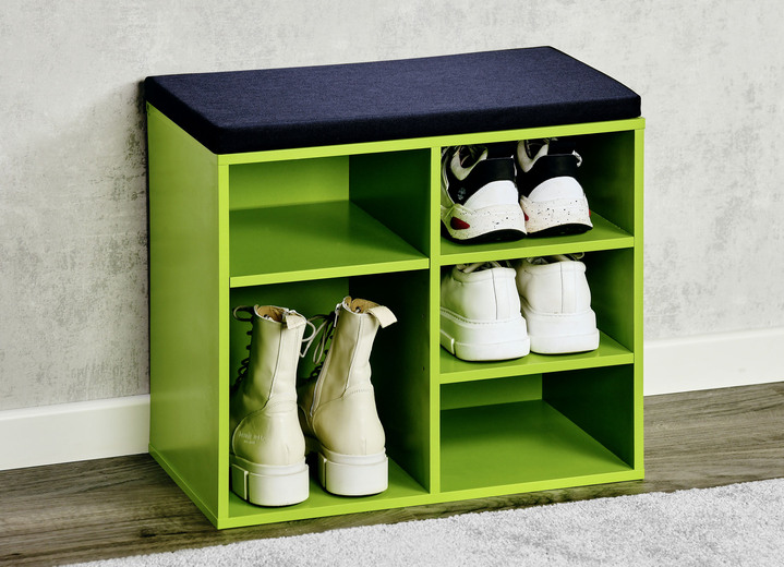 Kleinmöbel - Schuhbank mit Sitzkissen, in Farbe BLAU Ansicht 4