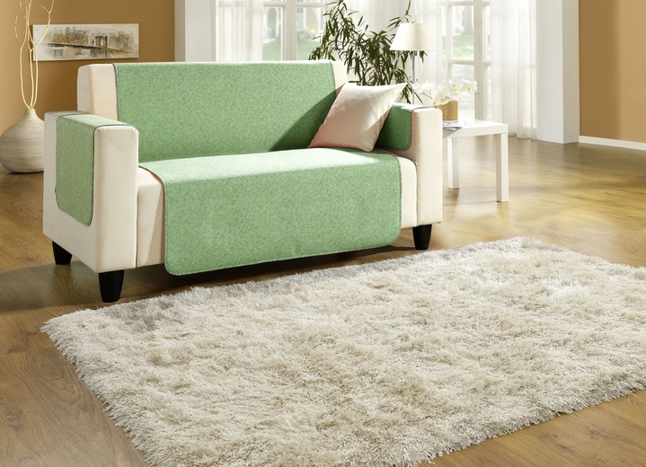 Sessel- & Sofaüberwürfe - Sessel-,Couch- und Armlehnenschoner mit Bandeinfassung, in Größe 101 (Sesselschoner, 50x150 cm) bis 865 (2 Armlehnenschoner, 50x 70 cm), in Farbe BEIGE Ansicht 5