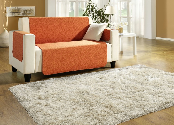 Sessel- & Sofaüberwürfe - Sessel-,Couch- und Armlehnenschoner mit Bandeinfassung, in Größe 101 (Sesselschoner, 50x150 cm) bis 865 (2 Armlehnenschoner, 50x 70 cm), in Farbe BEIGE Ansicht 8