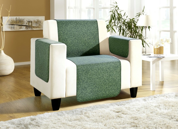 Sessel- & Sofaüberwürfe - Sessel-,Couch- und Armlehnenschoner mit Bandeinfassung Ansicht 3 Sessel- & Sofaüberwürfe - Sessel-,Couch- und Armlehnenschoner mit Bandeinfassung, in Größe 101 (Sesselschoner, 50x150 cm) bis 865 (2 Armlehnenschoner, 50x 70 cm), in Farbe TANNE Ansicht 3