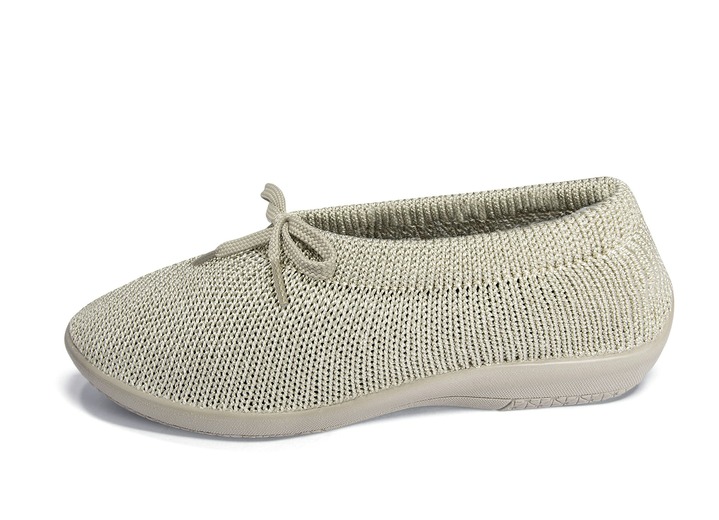 Komfortschuhe - Ballerina mit elastischem Einschlupf und Schnürung, in Größe 036 bis 042, in Farbe BEIGE Ansicht 2