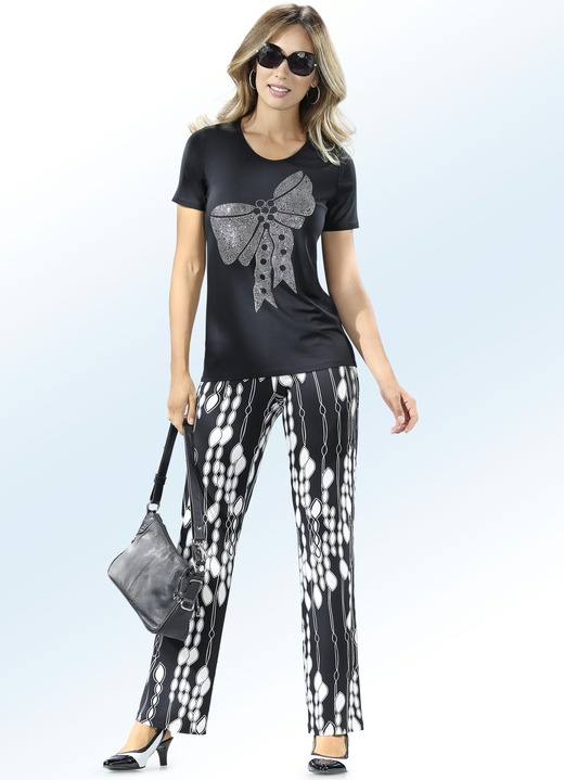 Shirts - Shirt mit Strass-Motiv Ansicht 2 Shirts - Shirt mit Strass-Motiv, in Größe 038 bis 054, in Farbe SCHWARZ Ansicht 2