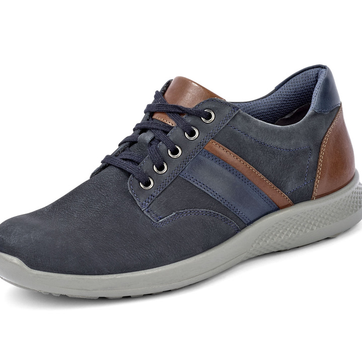 Slipper & Schnürschuhe - GINO GALANTE Schnürschuh aus gefettetem, schattiertem Rind-Nubukleder, in Größe 040 bis 047, in Farbe MARINE-COGNAC Ansicht 1