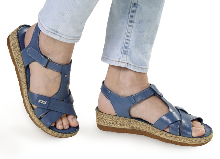 Sandaletten & Pantoletten - Andrea Conti Stegspangen-Sandale aus Rind-Nappaleder Ansicht 2 Sandaletten & Pantoletten - Andrea Conti Stegspangen-Sandale aus Rind-Nappaleder, in Größe 036 bis 042, in Farbe JEANS Ansicht 2