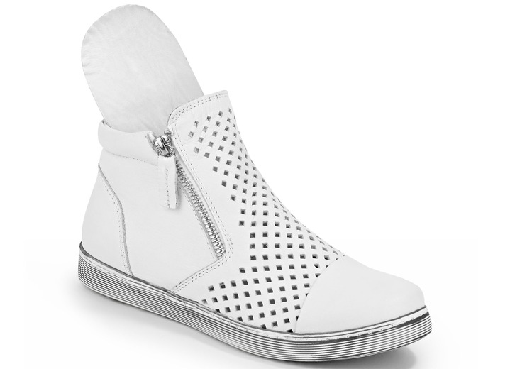 Stiefel & Stiefeletten - Andrea Conti, sommerliche Damen-Stiefeletten, mit herausnehmbarem Fußbett Ansicht 2 Stiefel & Stiefeletten - Andrea Conti, sommerliche Damen-Stiefeletten, mit herausnehmbarem Fußbett, in Größe 036 bis 042, in Farbe WEISS Ansicht 2