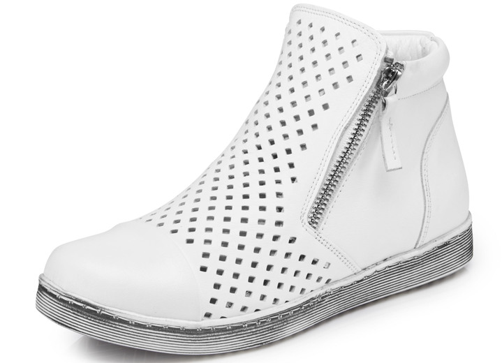Stiefel & Stiefeletten - Andrea Conti, sommerliche Damen-Stiefeletten, mit herausnehmbarem Fußbett Ansicht 1 Stiefel & Stiefeletten - Andrea Conti, sommerliche Damen-Stiefeletten, mit herausnehmbarem Fußbett, in Größe 036 bis 042, in Farbe WEISS Ansicht 1