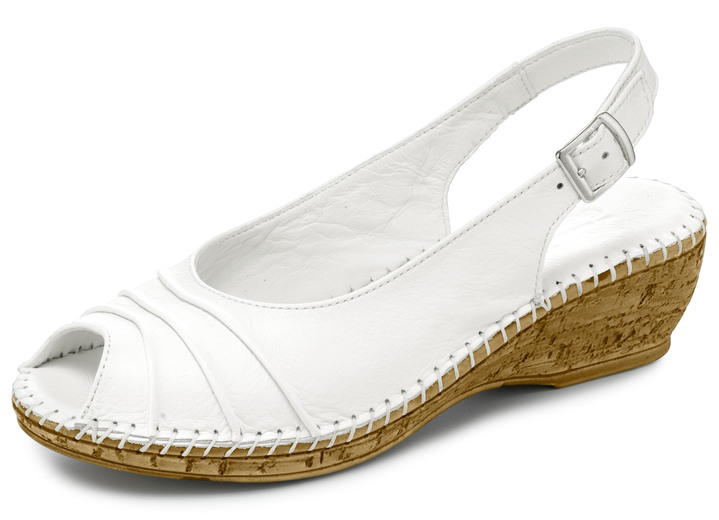 Sandaletten & Pantoletten - Gemini, schicke Damen-Sandaletten, Weite G, mit Gummizug, in Größe 036 bis 042, in Farbe WEISS Ansicht 1