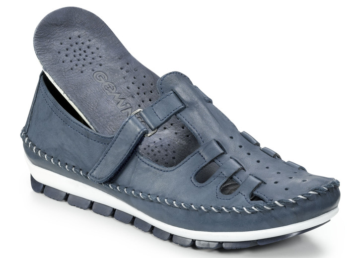 Slipper & Schnürschuhe - Gemini, klassische Damen-Slipper, Weite G, mit herausnehmbarem Fußbett, in Größe 035 bis 042, in Farbe WEISS-MARINE-ROT Ansicht 7