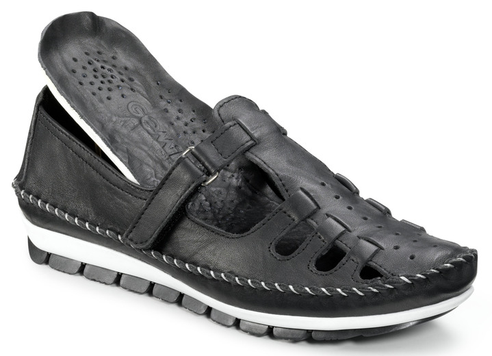 Slipper & Schnürschuhe - Gemini, klassische Damen-Slipper, Weite G, mit herausnehmbarem Fußbett, in Größe 035 bis 042, in Farbe WEISS-MARINE-ROT Ansicht 9