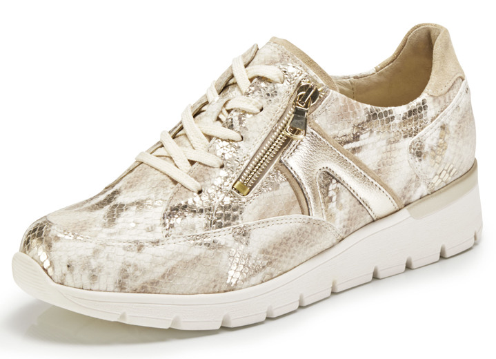 Slipper & Schnürschuhe - Waldläufer Schnürschuh aus interessantem Materialmix, in Größe 3 1/2 bis 8, in Farbe ECRU-GOLD Ansicht 1