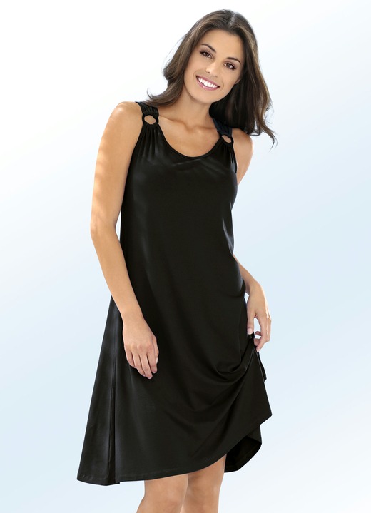 Damen - Zweierpack Kleider mit Zierringen, ärmellos, in Größe 038 bis 054, in Farbe 1X ROYALBLAU, 1X SCHWARZ Ansicht 2