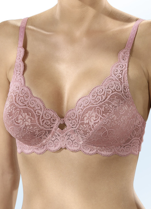 Damenwäsche -  Triumph Amourette Bügel-BH mit Elastikspitze, in Größe 075 bis 100, in Cup D, in Farbe ALTROSA