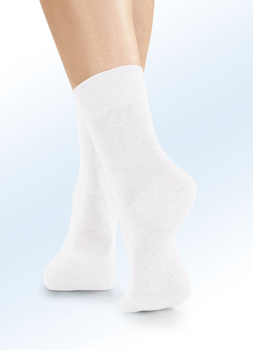 Strümpfe & Strumpfhosen - Viererpack Socken mit BIO-Baumwolle, in Größe 1 (Schuhgr. 35-38) bis 3 (Schuhgr. 43-46), in Farbe 4X WEISS Ansicht 1