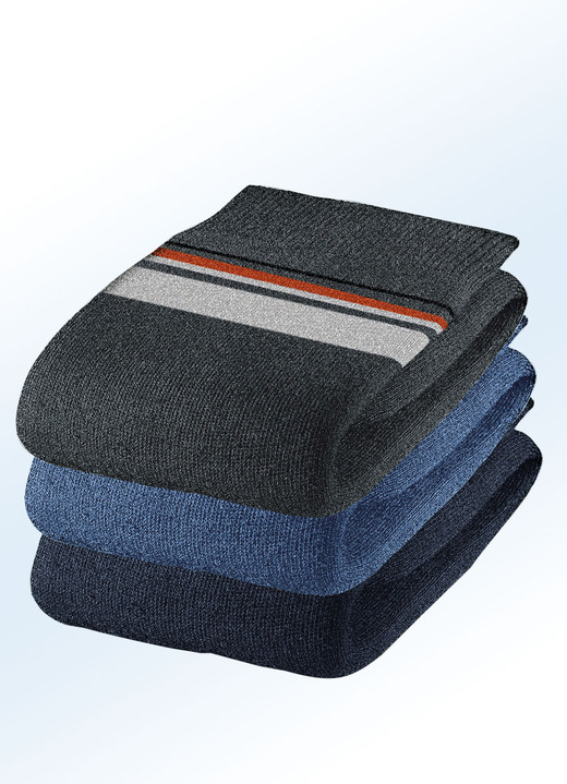 Strümpfe - Fünferpack Socken, Schaft und Bund extra weit, in Größe 001 (Schuhgrösse 39-42) bis 003 (Schuhgrösse 47-50), in Farbe 2X HELLGRAU, 3X ANTHRAZIT Ansicht 3