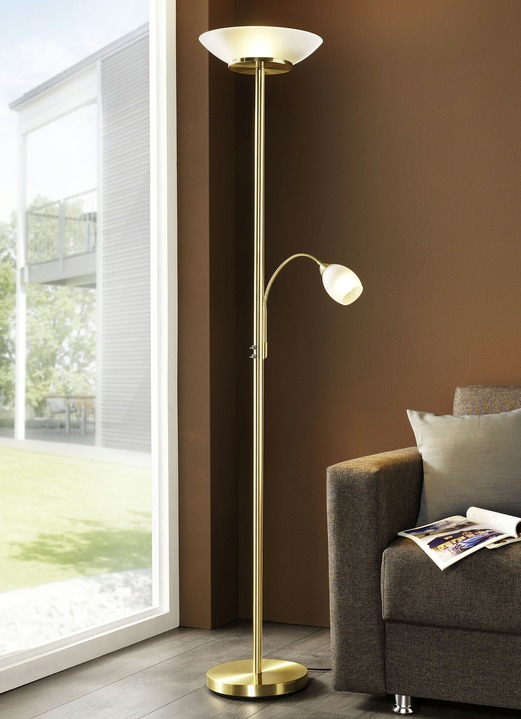 Lampen & Leuchten - Deckenfluter mit Lesearm, in Farbe ROST Ansicht 2