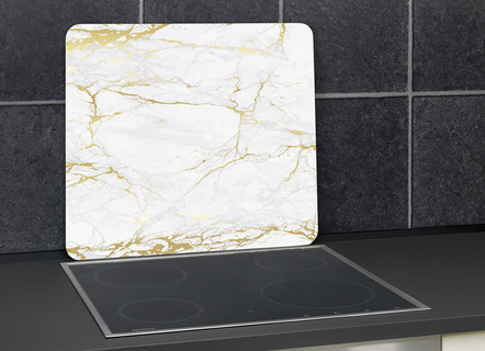 Haushaltshelfer - Herdabdeckplatten/Wandblende, Motiv Marmor gold – Farbe MARMOR GOLD – Ansicht  Haushaltshelfer - Herdabdeckplatten/Wandblende, Motiv Marmor gold, in Farbe MARMOR GOLD, in Ausführung Herdabdeckplatten, 2er-Set – Farbe MARMOR GOLD – Ansicht
