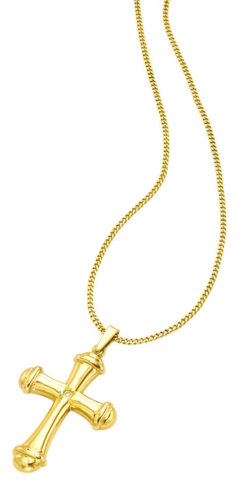 - Schön ausgearbeiteter Kreuz-Anhänger mit Diamant, in Farbe  Ansicht 2
