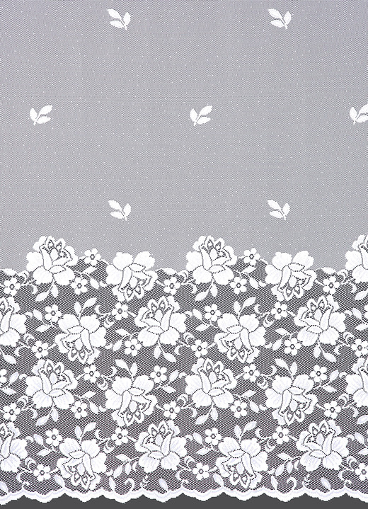 Klassisch - Filigraner Blumenfenster-Store mit Automatikfaltenband 1:3 Ansicht 2 Klassisch - Filigraner Blumenfenster-Store mit Automatikfaltenband 1:3, in Größe 140 (H120xB300 cm) bis 181 (H175xB600 cm), in Farbe WEISS Ansicht 2