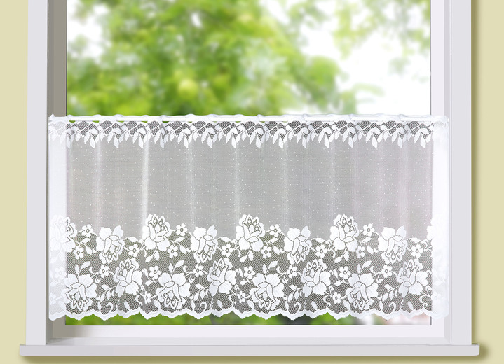 Klassisch - Toller Kurzstore mit Stangendurchzug, in Größe 660 (H30xB100 cm) bis 876 (H50xB150 cm), in Farbe WEISS Ansicht 2