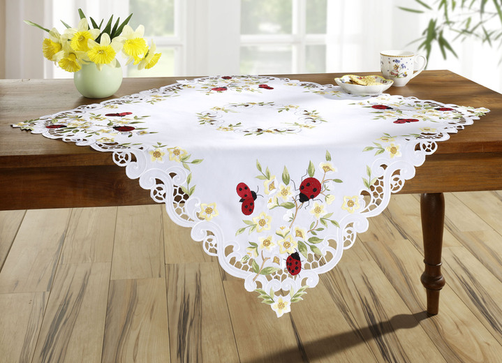 Heimtextilien - Tisch- und Raumdekoration mit niedlichen Marienkäfern, in Größe 101 (Läufer oval, 40x 85 cm) bis 404 (Kissenbezug, 40x 40 cm), in Farbe CREME Ansicht 4