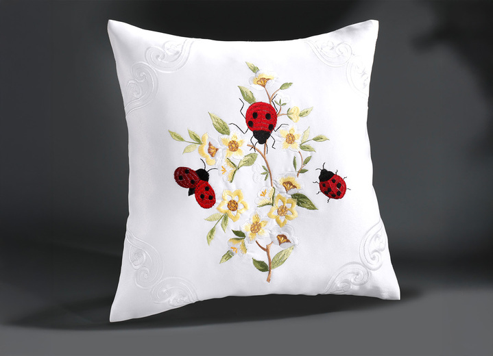 Heimtextilien - Tisch- und Raumdekoration mit niedlichen Marienkäfern, in Größe 101 (Läufer oval, 40x 85 cm) bis 404 (Kissenbezug, 40x 40 cm), in Farbe CREME Ansicht 2
