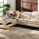 Polsterecken - Polsterecke mit verstellbarer Kopfstütze und Ottomane – Farbe BEIGE – Ansicht 5 Polsterecken - Polsterecke mit verstellbarer Kopfstütze und Ottomane, in Farbe BEIGE, in Ausführung mit manuell verstellbarer Kopfstütze – Farbe BEIGE – Ansicht 5