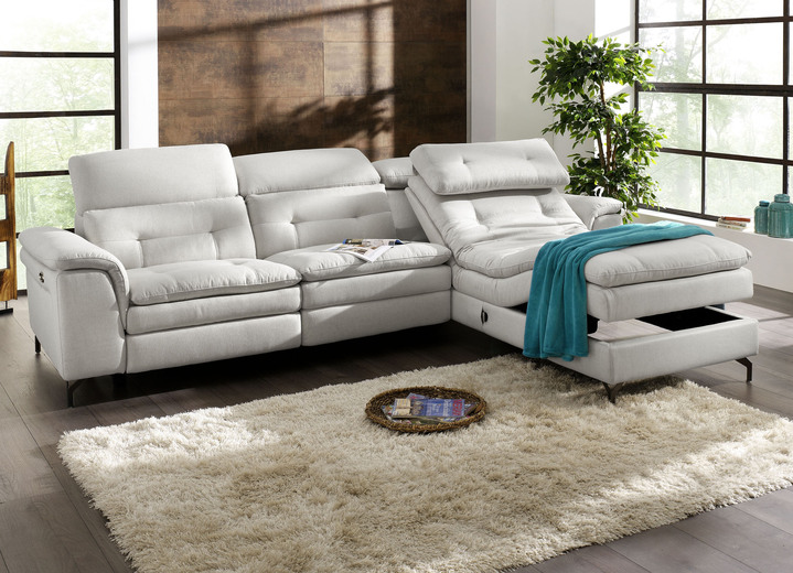 Polsterecken - Polsterecke mit verstellbarer Kopfstütze und Ottomane Ansicht 10 Polsterecken - Polsterecke mit verstellbarer Kopfstütze und Ottomane, in Farbe BEIGE, in Ausführung mit manuell verstellbarer Kopfstütze Ansicht 10