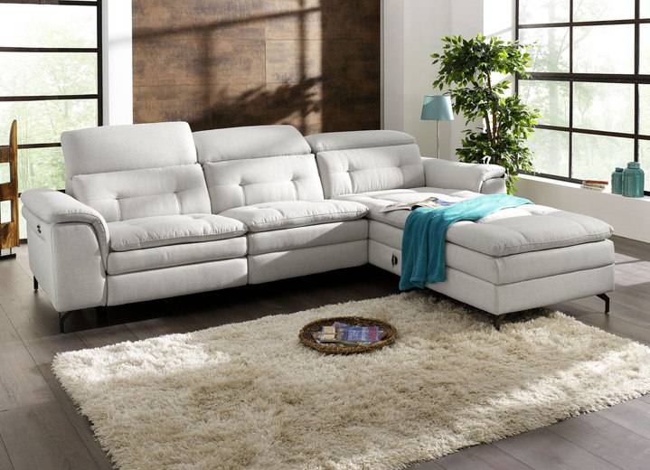 Polsterecken - Polsterecke mit verstellbarer Kopfstütze und Ottomane Ansicht 9 Polsterecken - Polsterecke mit verstellbarer Kopfstütze und Ottomane, in Farbe BEIGE, in Ausführung mit manuell verstellbarer Kopfstütze Ansicht 9