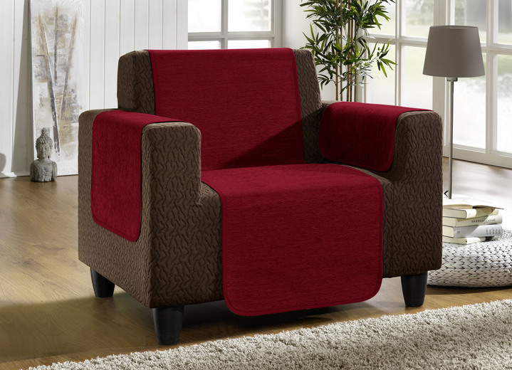 Wohnaccessoires - Unempfindliche Sessel-,Couch- und Armlehnenschoner aus Chenille, in Größe 101 (Sesselschoner, 50x150 cm) bis 905 (2 Kissenbezüge, 40x 40 cm), in Farbe TERRA Ansicht 11
