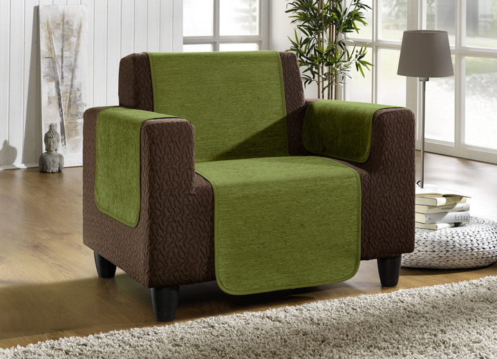 Wohnaccessoires - Unempfindliche Sessel-,Couch- und Armlehnenschoner aus Chenille, in Größe 101 (Sesselschoner, 50x150 cm) bis 905 (2 Kissenbezüge, 40x 40 cm), in Farbe TERRA Ansicht 5