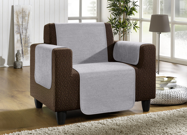 Wohnaccessoires - Unempfindliche Sessel-,Couch- und Armlehnenschoner aus Chenille, in Größe 101 (Sesselschoner, 50x150 cm) bis 905 (2 Kissenbezüge, 40x 40 cm), in Farbe TERRA Ansicht 7