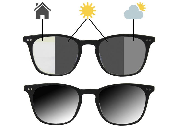 Praktische Hilfsmittel - Vergrößerungsbrille 2-in-1, mit selbsttönenden Gläsern, in Farbe SCHWARZ Ansicht 2