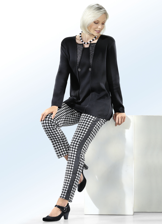 Hosen - Hose mit Hahnentritt-Dessinierung, in Größe 023 bis 058, in Farbe SCHWARZ-ECRU Ansicht 2