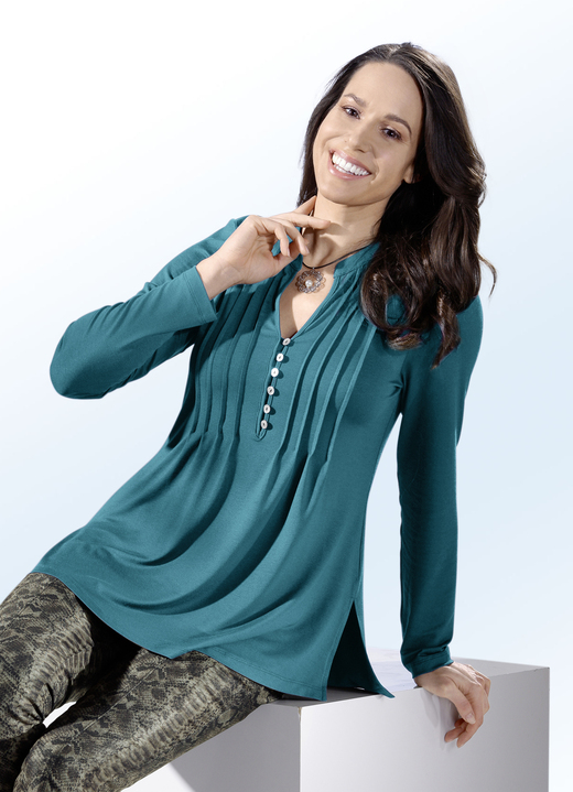 Tuniken - Shirt-Tunika mit Schmuckknopfleiste, in Größe 036 bis 054, in Farbe ROYALBLAU Ansicht 5