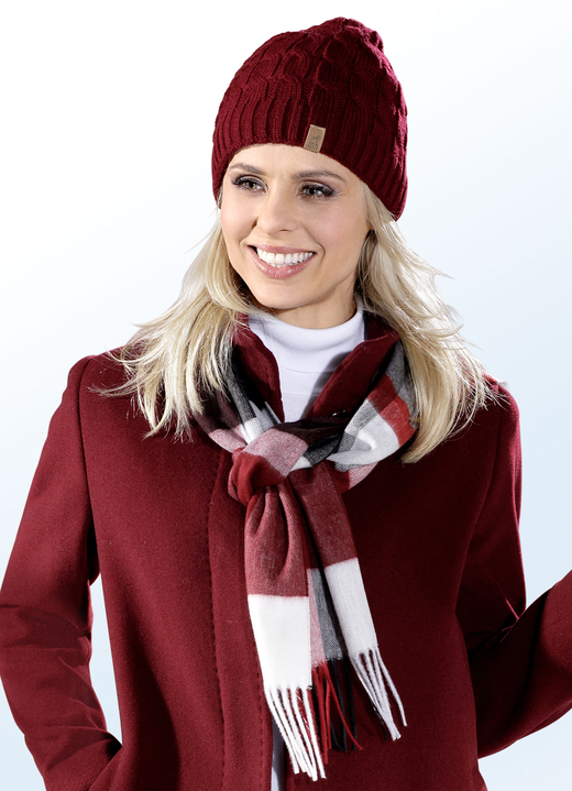 - Schal mit gedrehten Fransen, in Farbe ROT-BUNT Ansicht 2