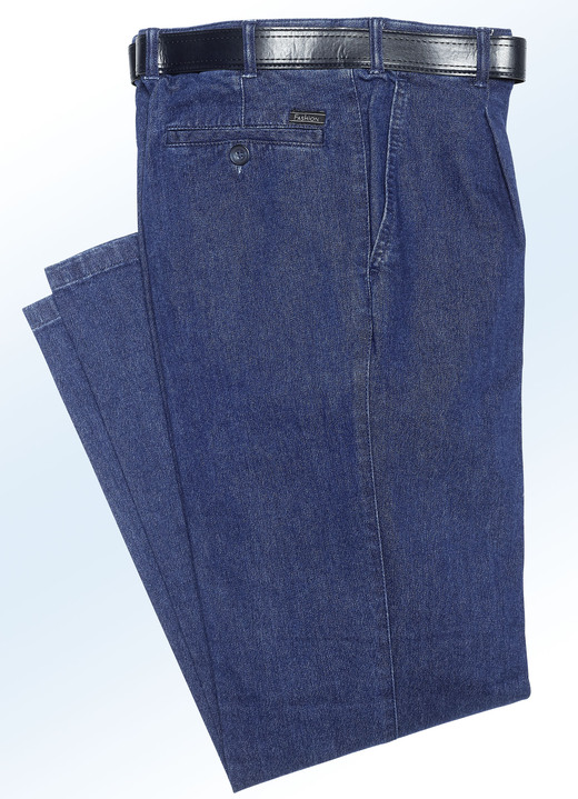 Jeans - Bügelfreie Jeans mit Gürtel in 3 Farben Ansicht 4 Jeans - Bügelfreie Jeans mit Gürtel in 3 Farben, in Größe 024 bis 062, in Farbe SCHWARZ Ansicht 4