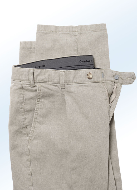 Hosen - Unterbauch-Jeans mit Bundfalten in 3 Farben Ansicht 4 Hosen - Unterbauch-Jeans mit Bundfalten in 3 Farben, in Größe 024 bis 060, in Farbe BEIGE Ansicht 4