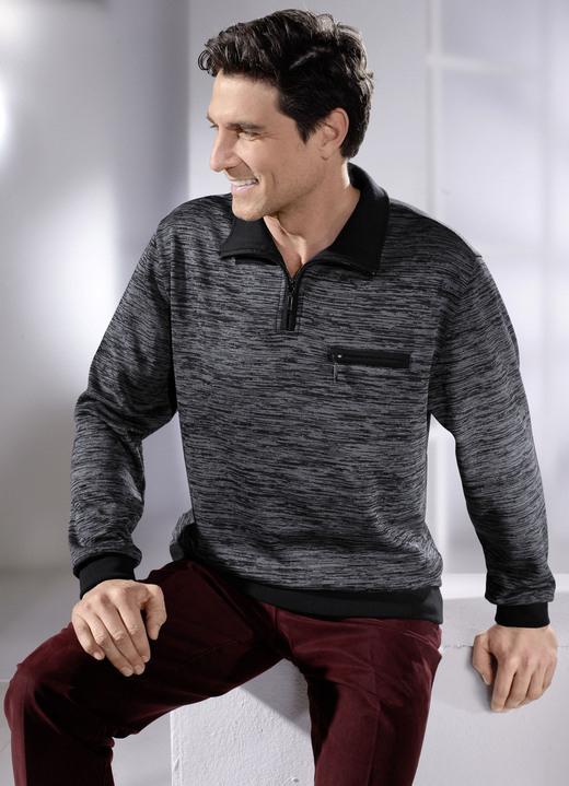 Shirts - Troyer mit kurzem Reißverschluss, in Größe 046 bis 062, in Farbe MARINE-BORDEAUX-ECRU Ansicht 2