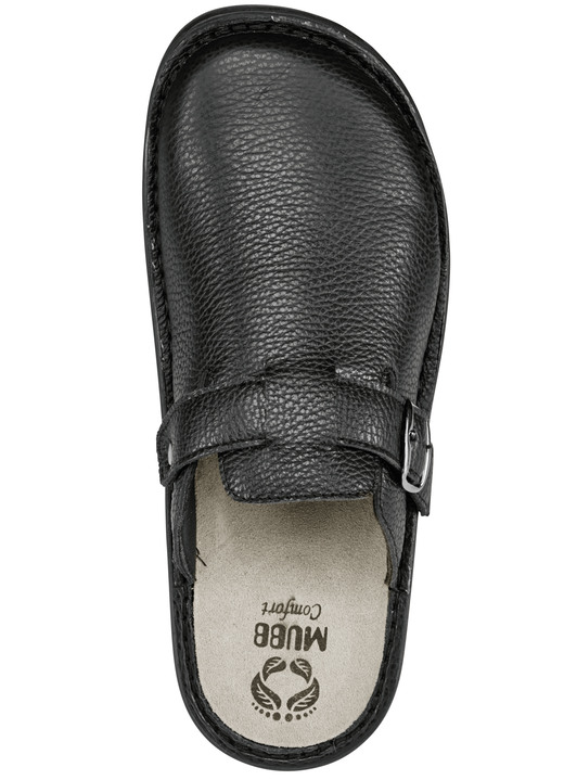 Hausschuhe - Mubb, bequeme Herren-Clogs, Weite H, mit herausnehmbarem Fußbett Ansicht 3 Hausschuhe - Mubb, bequeme Herren-Clogs, Weite H, mit herausnehmbarem Fußbett, in Größe 040 bis 046, in Farbe SCHWARZ Ansicht 3